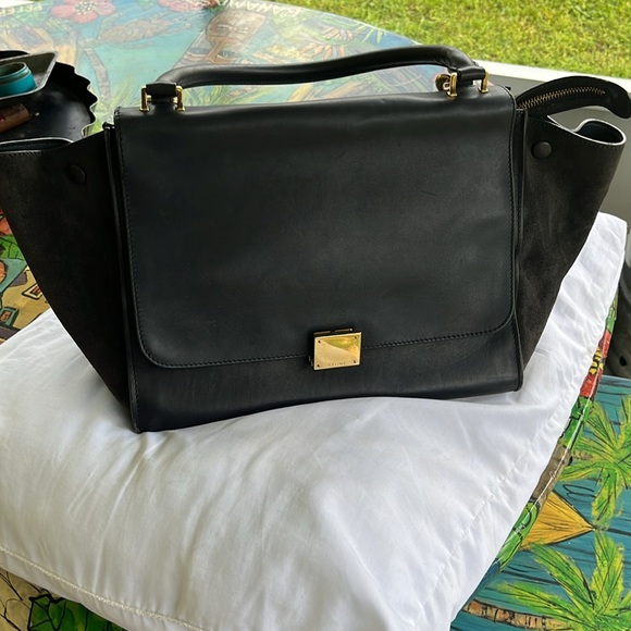 Celine Trapeze Bag Navy Blue Pebbled Leather and Suede Medium Size - Picture 11 of 11